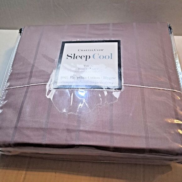 Charter Club Sleep Cool 3-Pc Egyptian Hygro Cotton Plum Twin Sheet Set - Picture 2 of 12